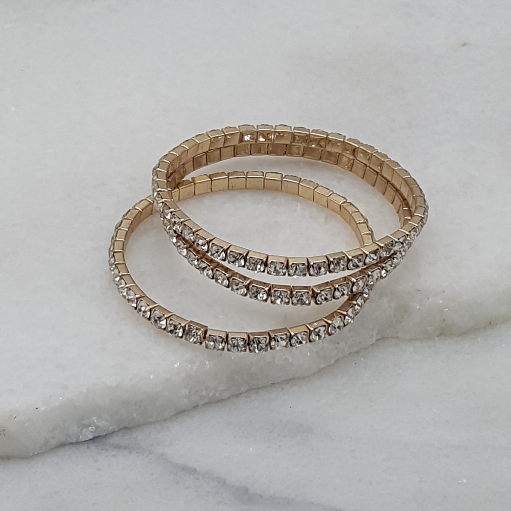 3 Delicate Rosegold Crystal Thin Stretch Bracelet